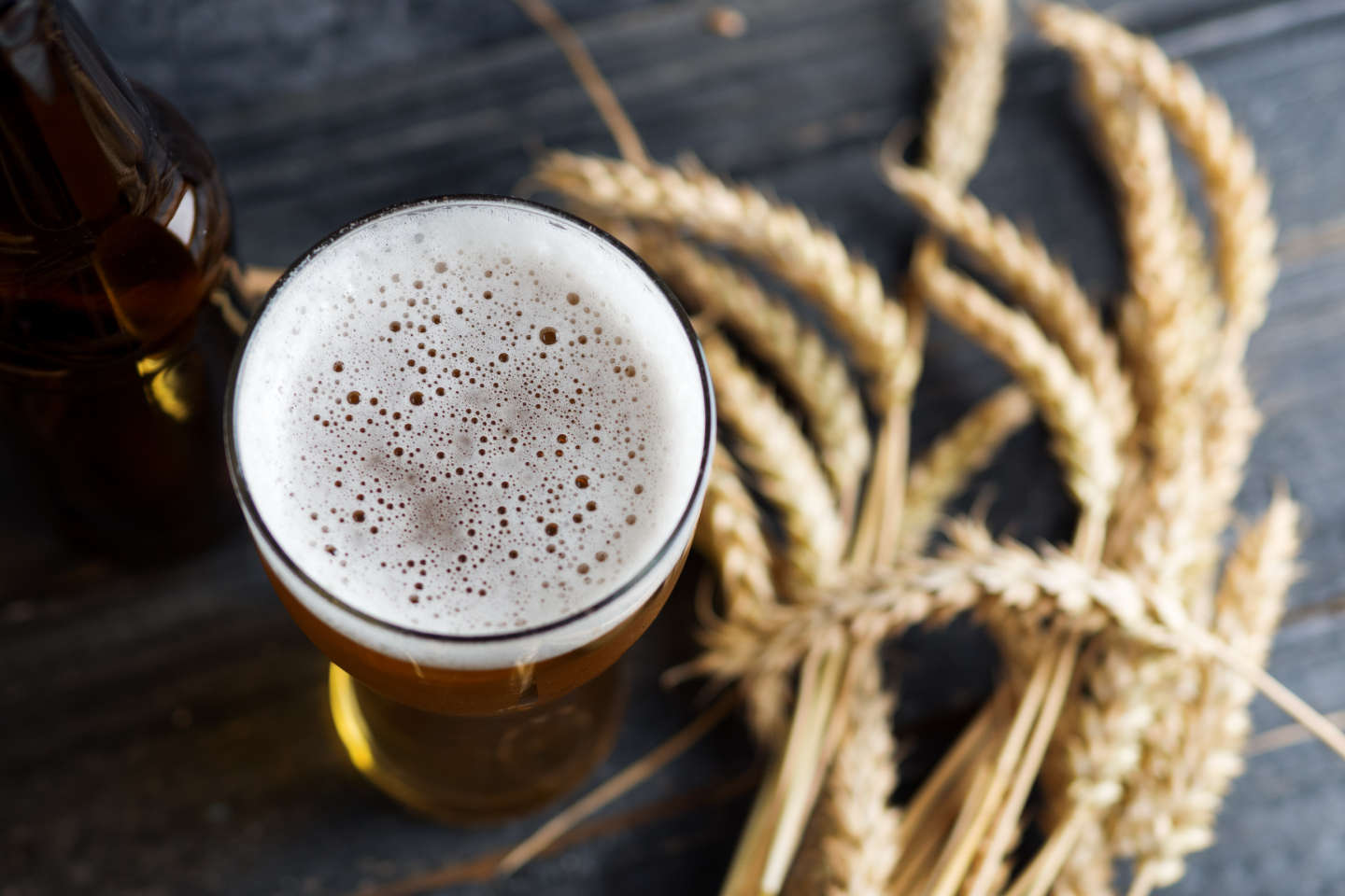 frothy beer with wheat