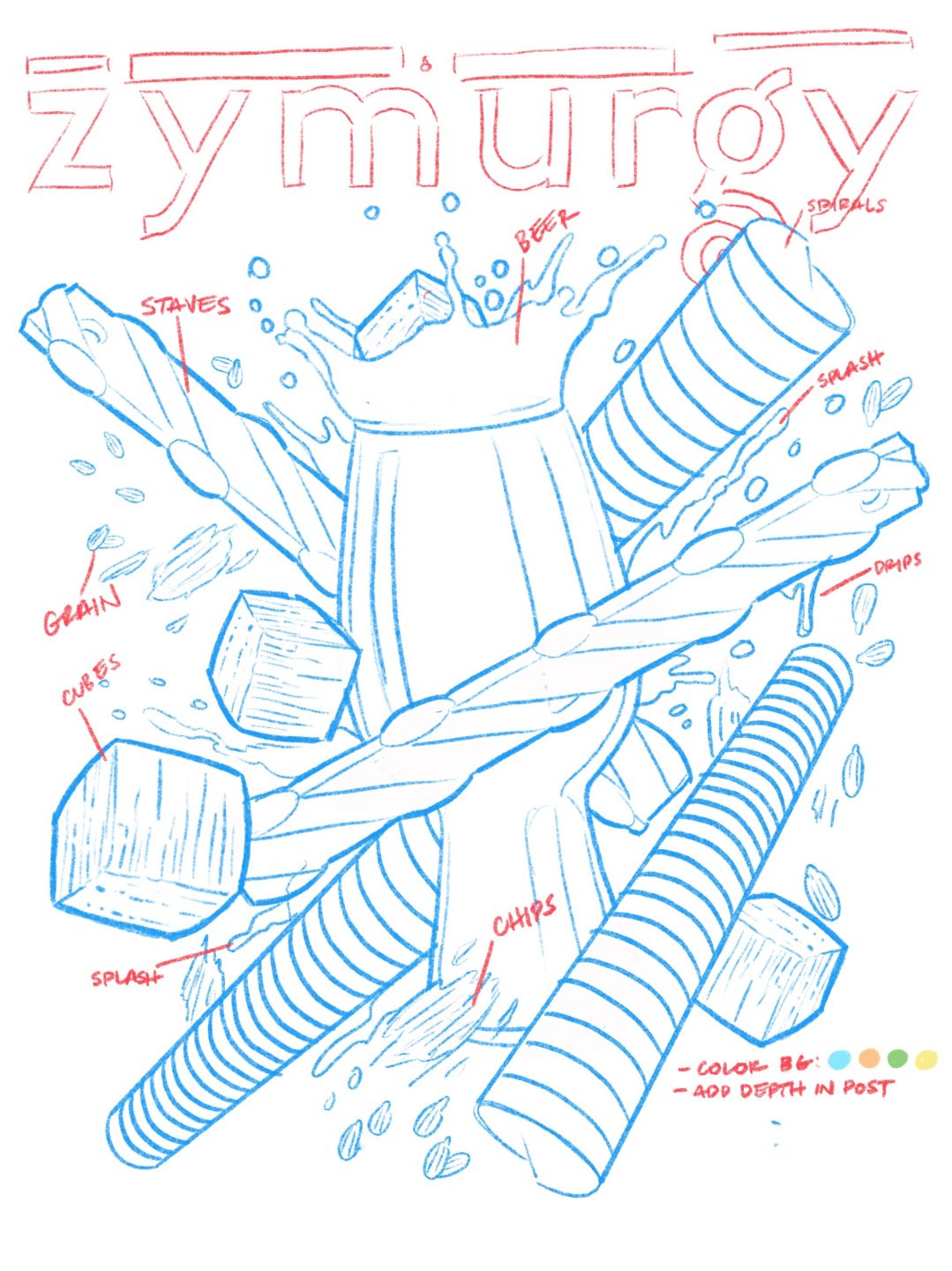 zymurgy magazine cover art sketch