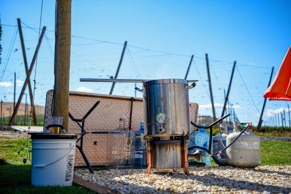 homebrewing equipment outside