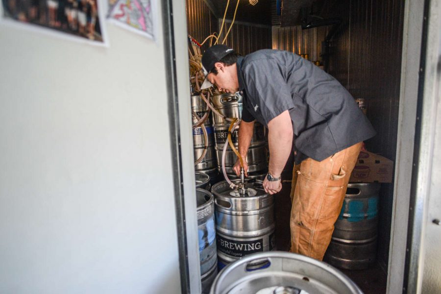 keg cold room storage at brewery