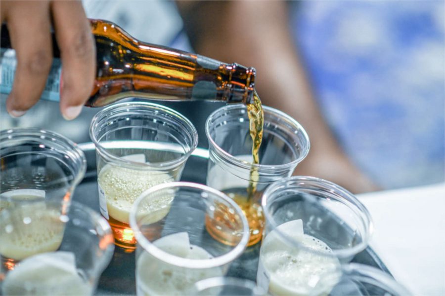pouring samples of beer