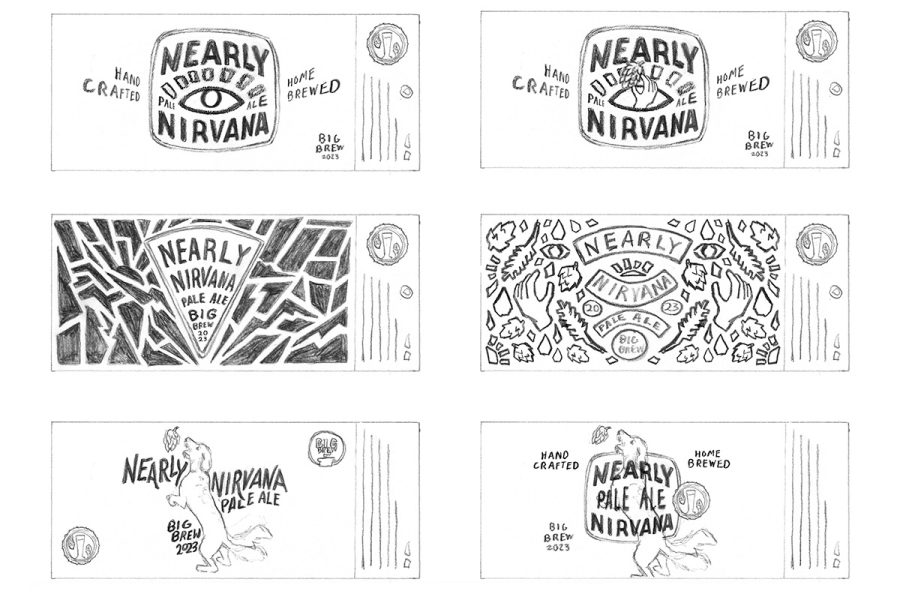 big brew nearly nirvana pale ale label sketches