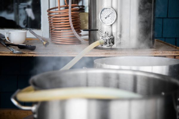 homebrewing equipment being used