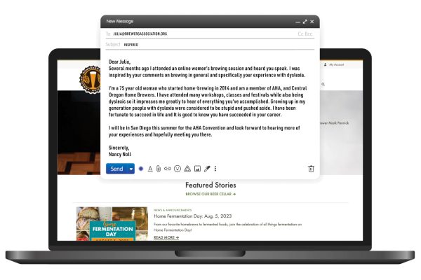 email on a laptop screen