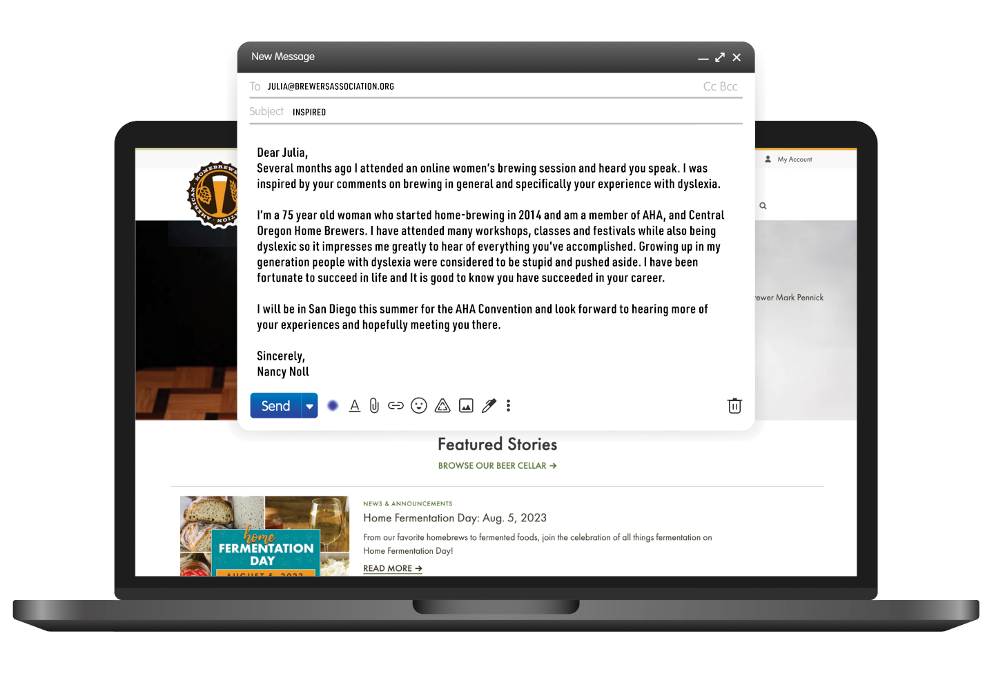 email on a laptop screen