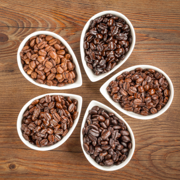 coffee beans at different roast levels