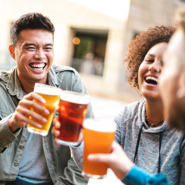 friends cheers with beer