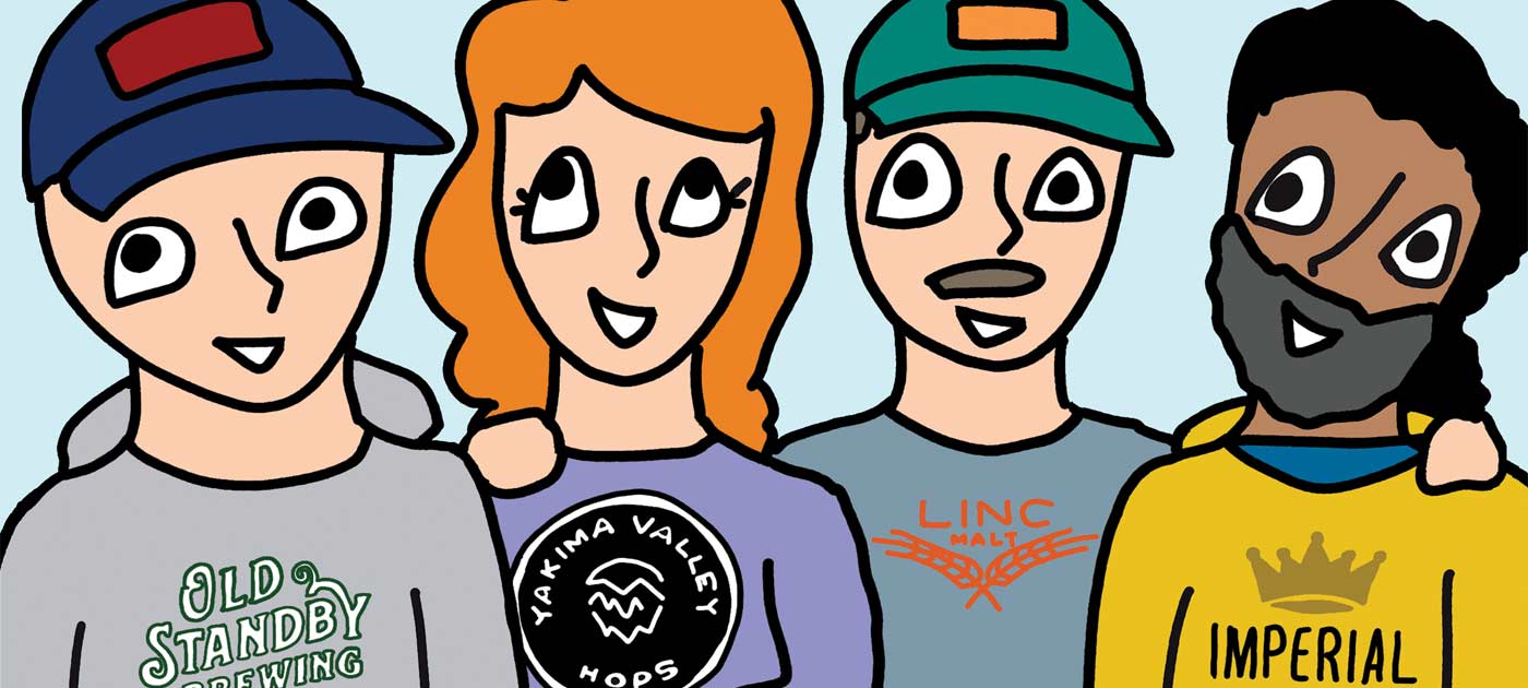 cartoon of 4 homebrewers