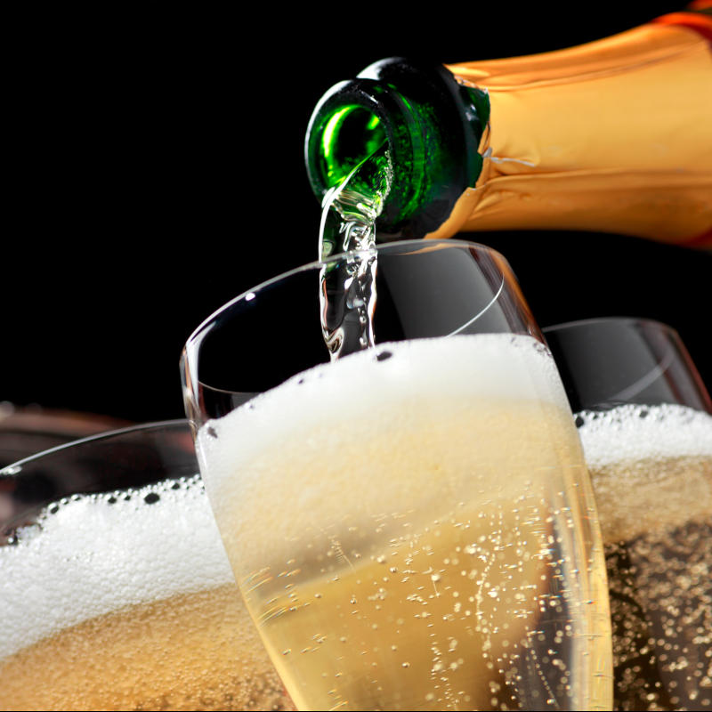 champagne poured into glass