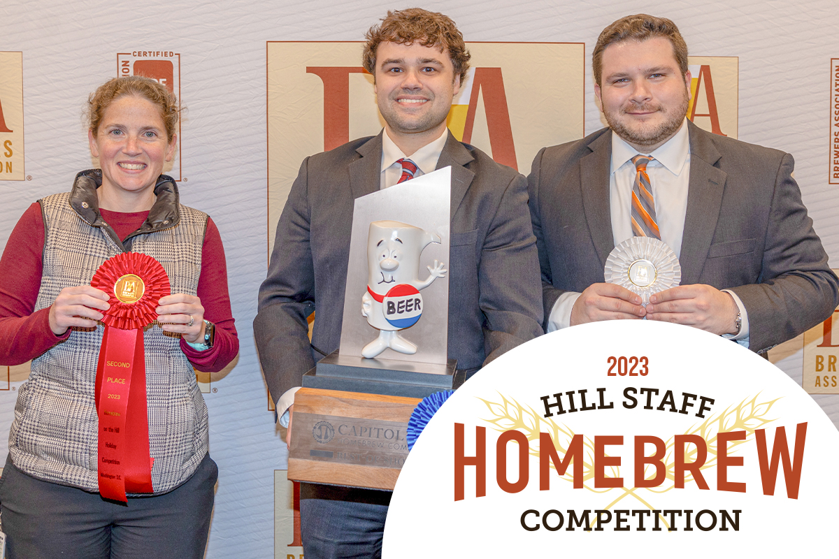 3 winners holding their beer competition awards in washington d.c.