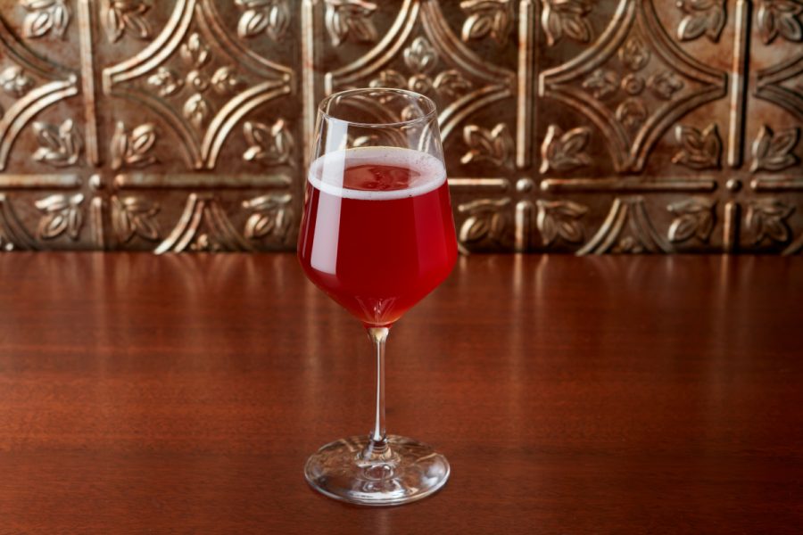 carbonated, red-colored wine or beer